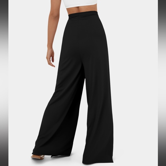 HALARA High Waisted Tie Waist Split Hem Palazzo Flowy Pants - Picture 2 of 8